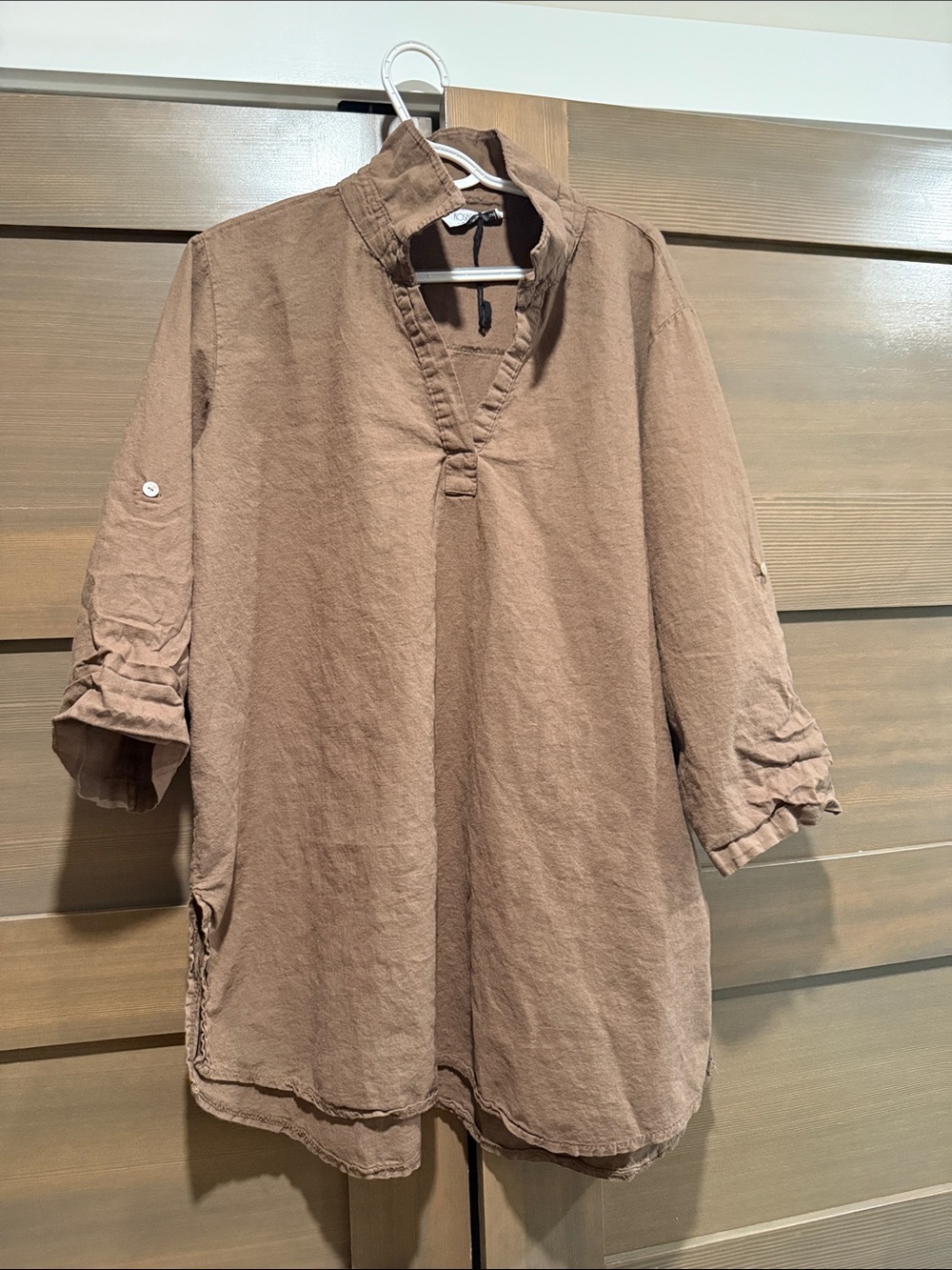 Lightweight Collar Tunic in Warm Brown